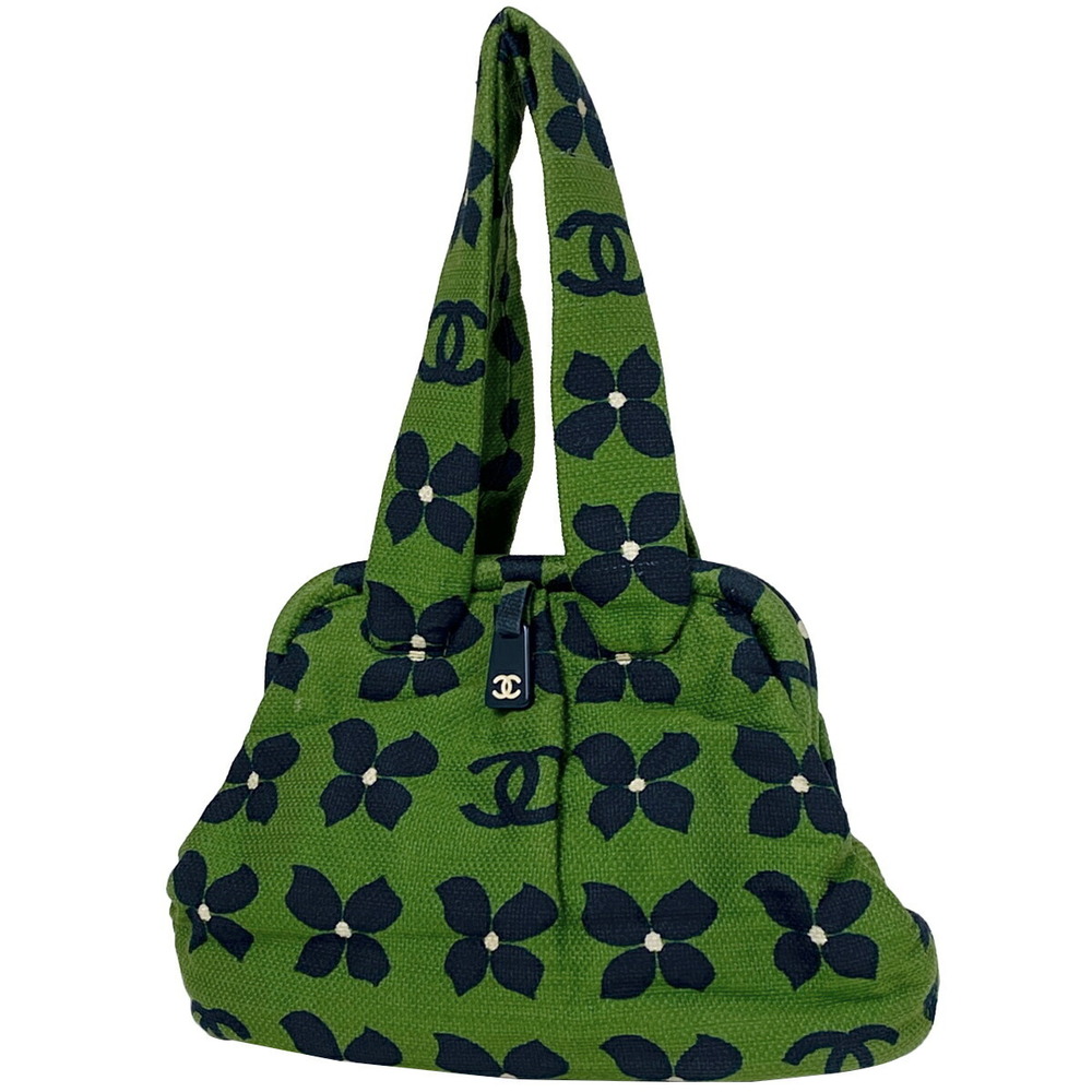 Chanel Cocomark handbag flower canvas green Navy Blue